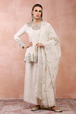 Payal Singhal Embroidered Peplum Kurta Palazzo Set 
