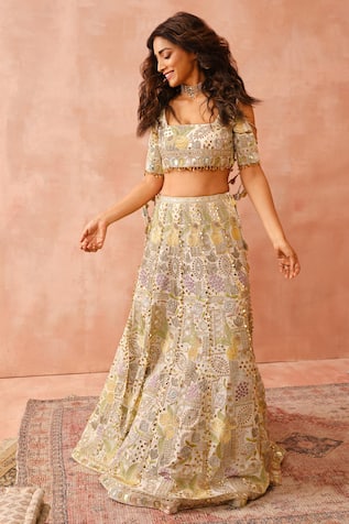 Payal Singhal Applique Embroidered Lehenga Set 