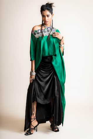 Nupur Kanoi Off-Shoulder Top & Circular Gathered Skirt Set 