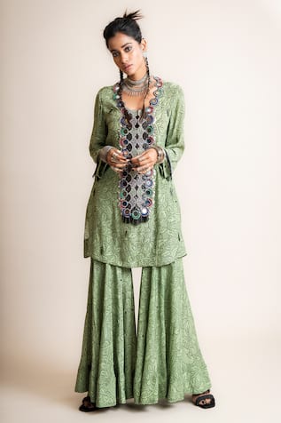 Nupur Kanoi Floral Print Kurta & Gharara Set 