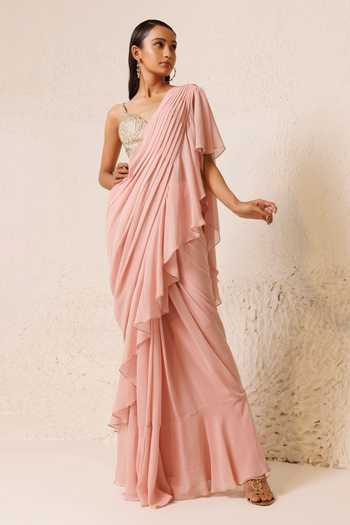 Chhaya Mehrotra Pre-Draped Ruffle Saree With Embellished Blouse 
