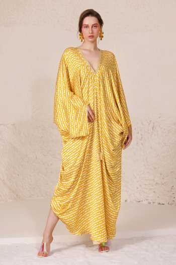 Chhaya Mehrotra Geometric Print Silk Satin Kaftan 