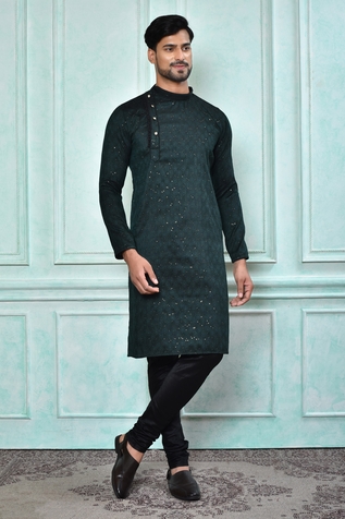 Adara Khan Sequin Work Kurta & Black Churidar Set