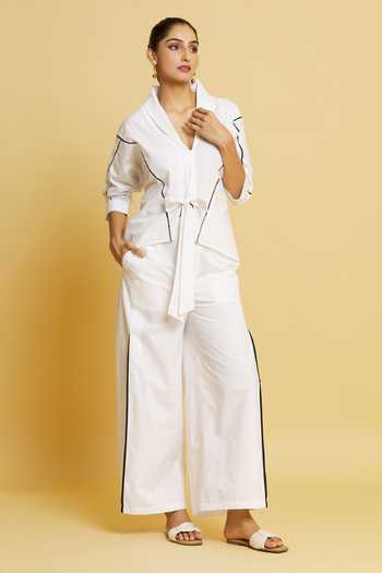 Style Junkiie Ladder Lace Detail Tie-Up Shirt 