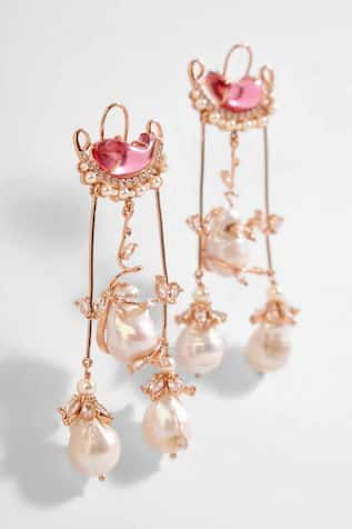 Outhouse Le Cleo Dewdrop Embellished Chandelier Earrings 