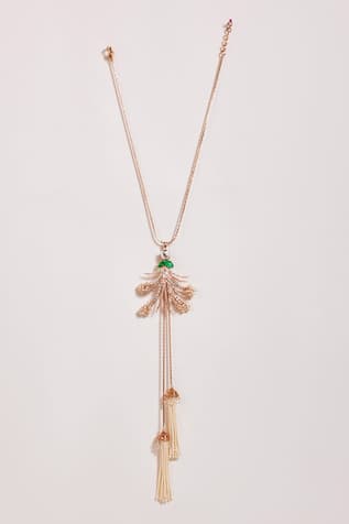 Outhouse Le Palm Free Fall Embellished Pendant Necklace 