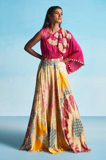 Studio Radical Embroidered Top & Printed Lehenga Set 