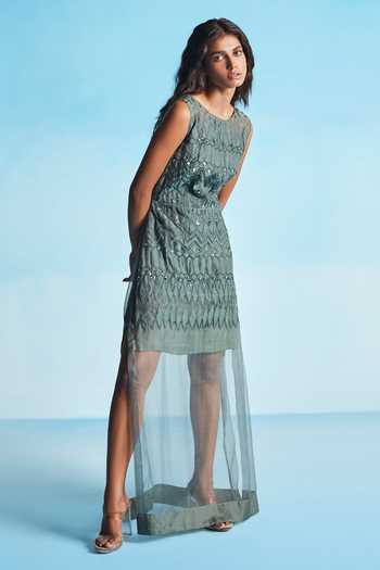 Studio Radical Embroidered Organza Slit Dress 