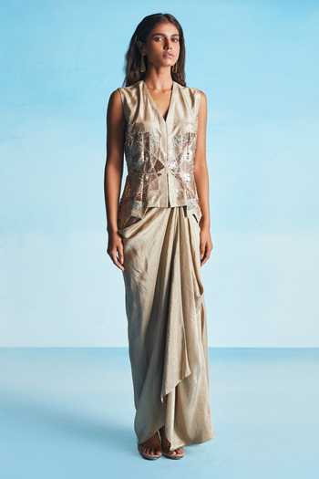 Studio Radical Hand Embroidered Jacket & Skirt Set 