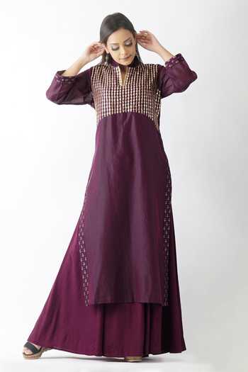 OMI Gota Work Yoke Chanderi Layered Kurta 