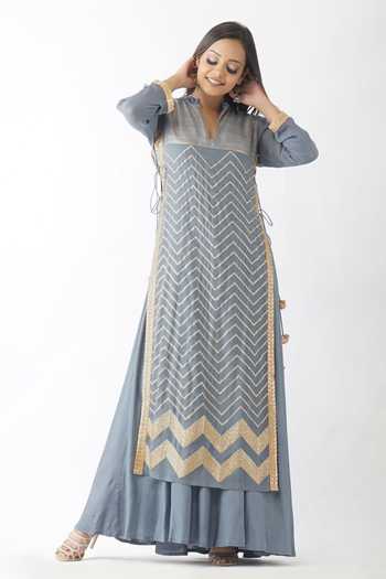 OMI Sequin Work Layered Kurta 
