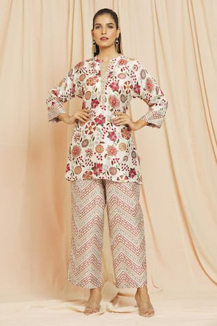 Meghna Panchmatia Royal Floral Digital Print Top & Pant Set 