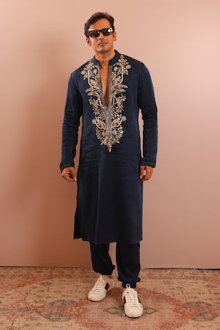 PS Men by Payal Singhal Embroidered Bomber Kurta & Jogger Pant Set 