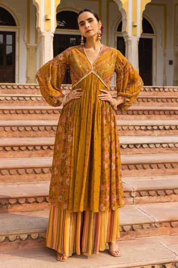 Sandhya Shah Printed Anarkali & Palazzo Set 