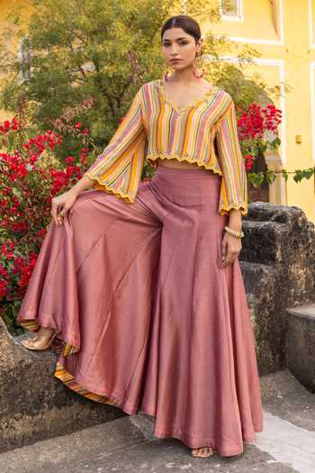 Sandhya Shah Printed Crop Top & Sharara Set 