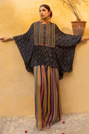 Sandhya Shah Floral Printed Chiffon Kaftan & Palazzo Set 