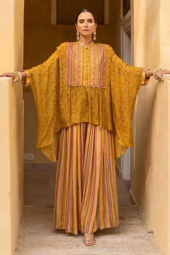 Sandhya Shah Printed & Embroidered Kaftan Set 