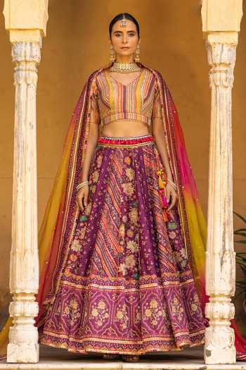 Sandhya Shah Floral & Chintz Print Bridal Lehenga Set 
