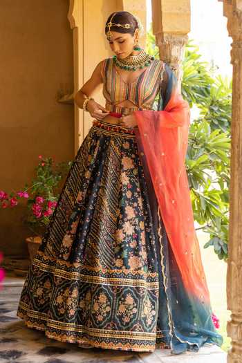 Sandhya Shah Printed Blouse Bridal Lehenga Set 