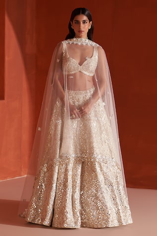 Angad Singh Mirror & Gota Embroidered Bridal Lehenga Set 