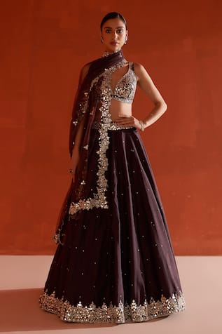 Angad Singh Sequin & Mirror Embroidered Lehenga Set 