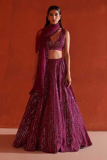 ANGAD SINGH Mirror Work Bridal Lehenga Set 