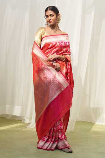 Five Point Five Turvi Jhoomar Jaal Handwoven Saree With Running Blouse 