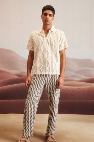 Dash and Dot Chevron Print Casual Trouser