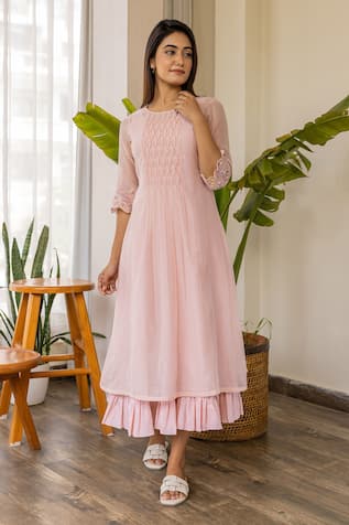 Khamaj India Melodia Sleeve Embroidered Kurta With Inner 