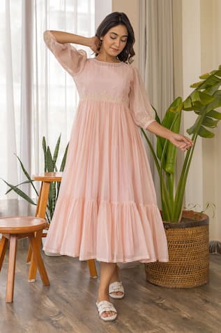 Khamaj India Ella Yoke Embroidered Kurta With Inner 