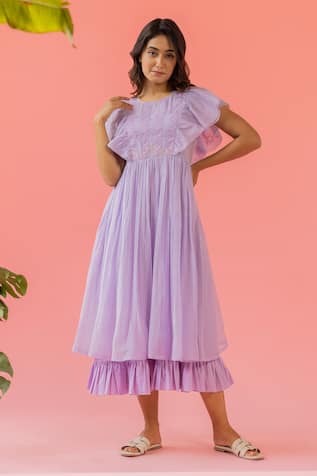 Khamaj India Zoe Kurta With Frilled Inner 