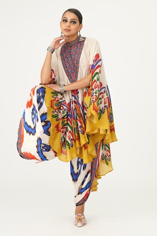 Rajdeep Ranawat Farah Silk Printed Draped Dress 