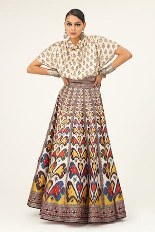 Rajdeep Ranawat Varsha Leela Paisley Print Skirt & Top Set 