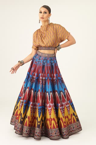 Rajdeep Ranawat Varsha Leela Floral Print Skirt & Top Set 