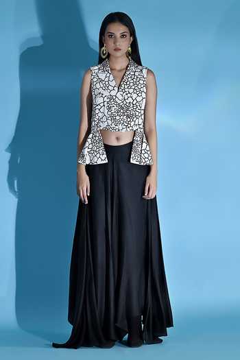 Jyoti Sachdev Iyer Embroidered Peplum & Flared Skirt Set 