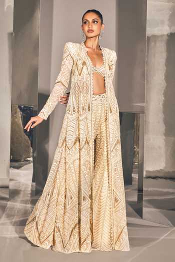 Ritika Mirchandani Azra Crystal Embellished Jacket Sharara Set 