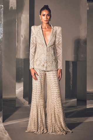 Ritika Mirchandani Lale Abstract Cutwork Embroidered Blazer & Sharara Set