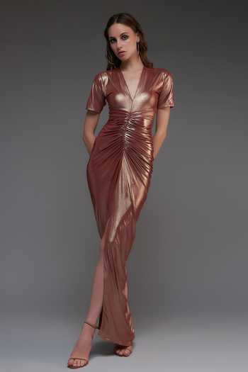 Cham Cham Metallic Ruched Gown 