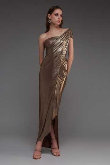 Cham Cham Metallic Draped Gown 