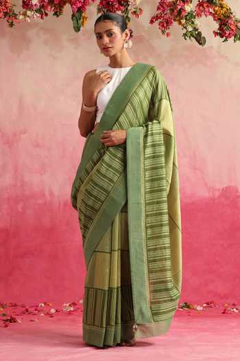 Weaver Story Geometric Stripe Chanderi Saree 