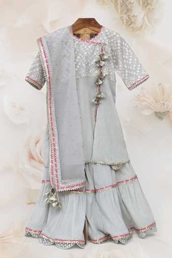MINIME ORGANICS Mirror Embroidered Kurta Sharara Set 