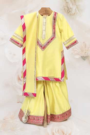 MINIME ORGANICS Sequin Embroidered Kurta Sharara Set 