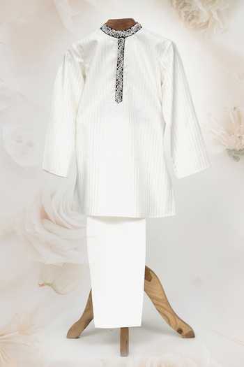 MINIME ORGANICS Cotton Placket Embroidered Kurta Set 