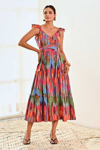 Moontara Ikat Print Dress 