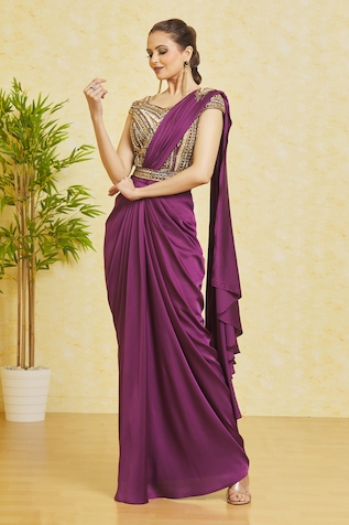 Nazaakat by Samara Singh Pre-Draped Saree With Embroidered Blouse