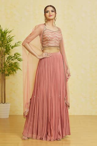 Samyukta Singhania Net Cape Skirt Set 