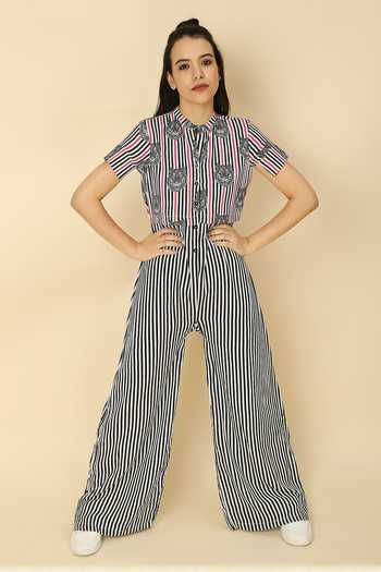 Neha Gursahani Printed Band Collar Jumpsuit 