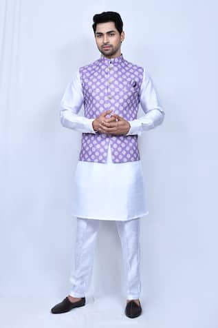 Floral Print Bundi & Kurta Set 
