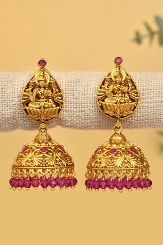Buy Traditional Gold Design 2 Layer Impon Stone Big Size Earrings