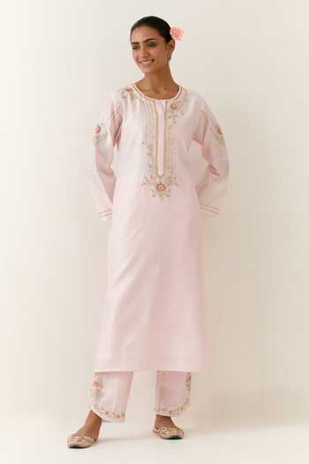 Anantaa By Roohi Silk Chanderi Embroidered Kurta & Palazzo Set 